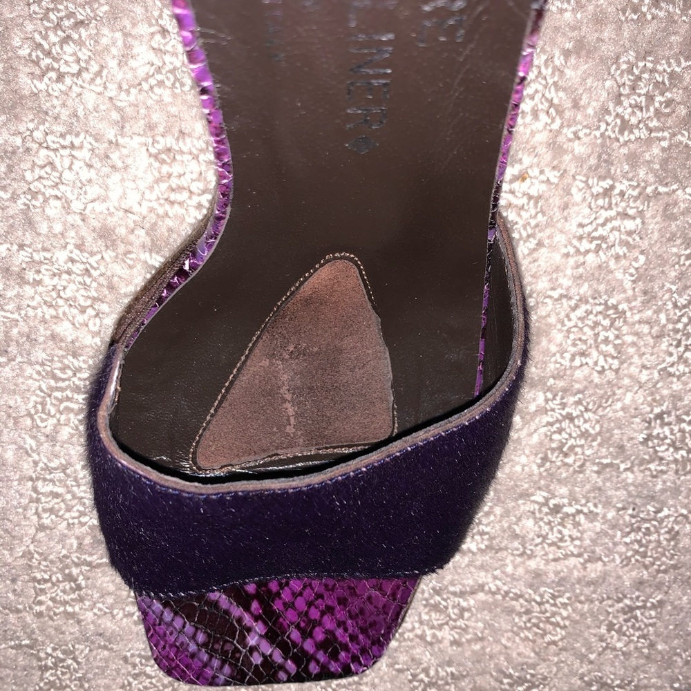 Purple fur snakeskin Donald Pliner slides - Picture 8 of 9